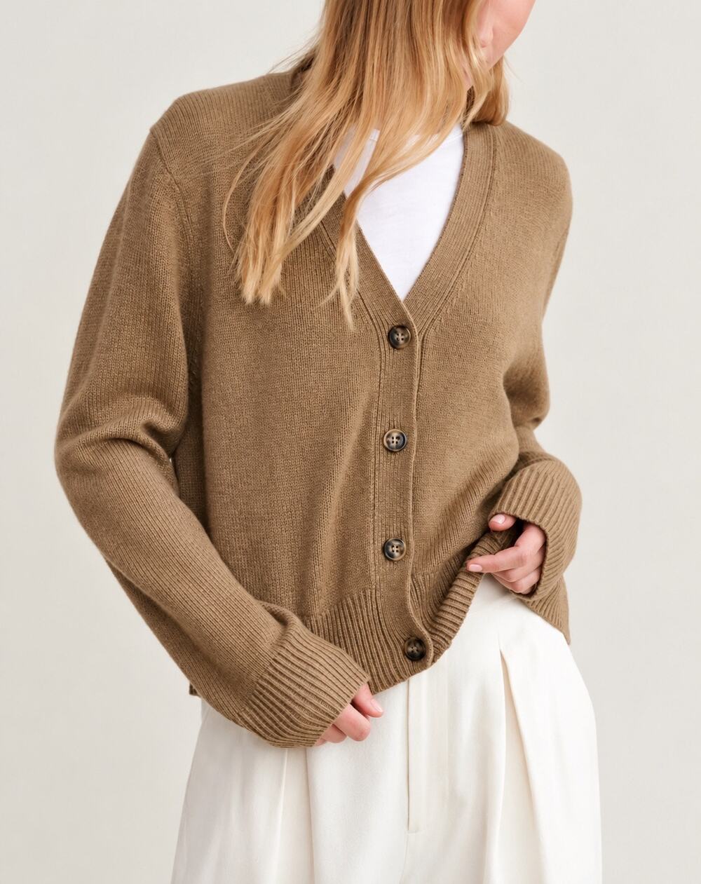 Jenni Kayne Colette Women’s Cashmere Cardigan Doe Brown Large